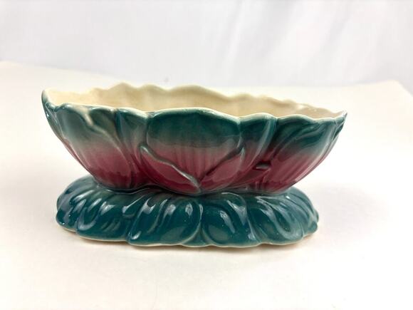 VTG Royal Copley Ceramic Pink & Blue Tulip Floral Pottery Planter Art Nouveau - Picture 15 of 16